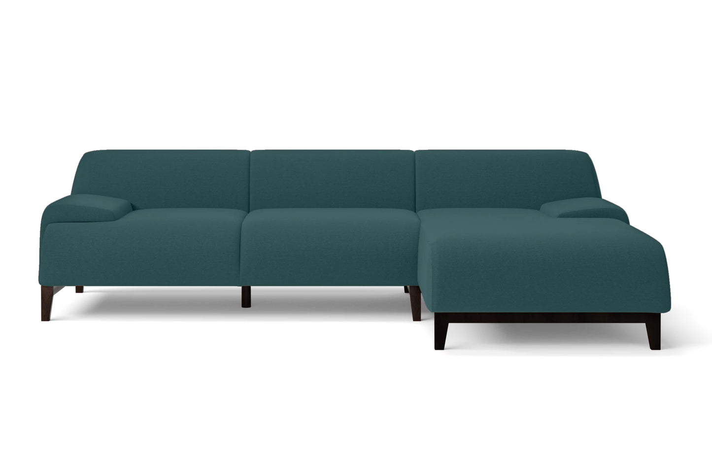 Pavia 3 Seater Right Hand Facing Chaise Lounge Corner Sofa Teal Linen Fabric