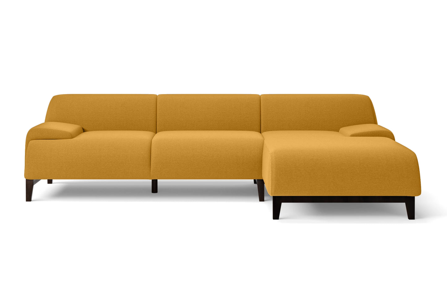 Pavia 3 Seater Right Hand Facing Chaise Lounge Corner Sofa Yellow Linen Fabric