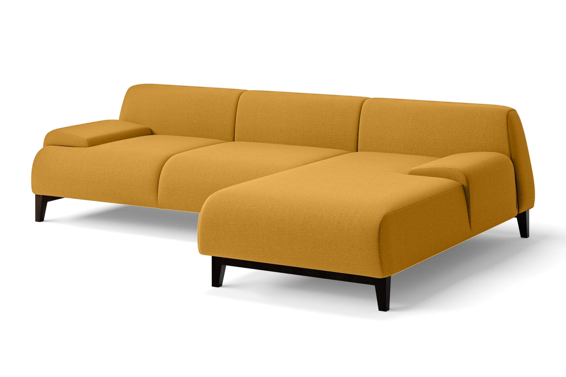 Pavia 3 Seater Right Hand Facing Chaise Lounge Corner Sofa Yellow Linen Fabric