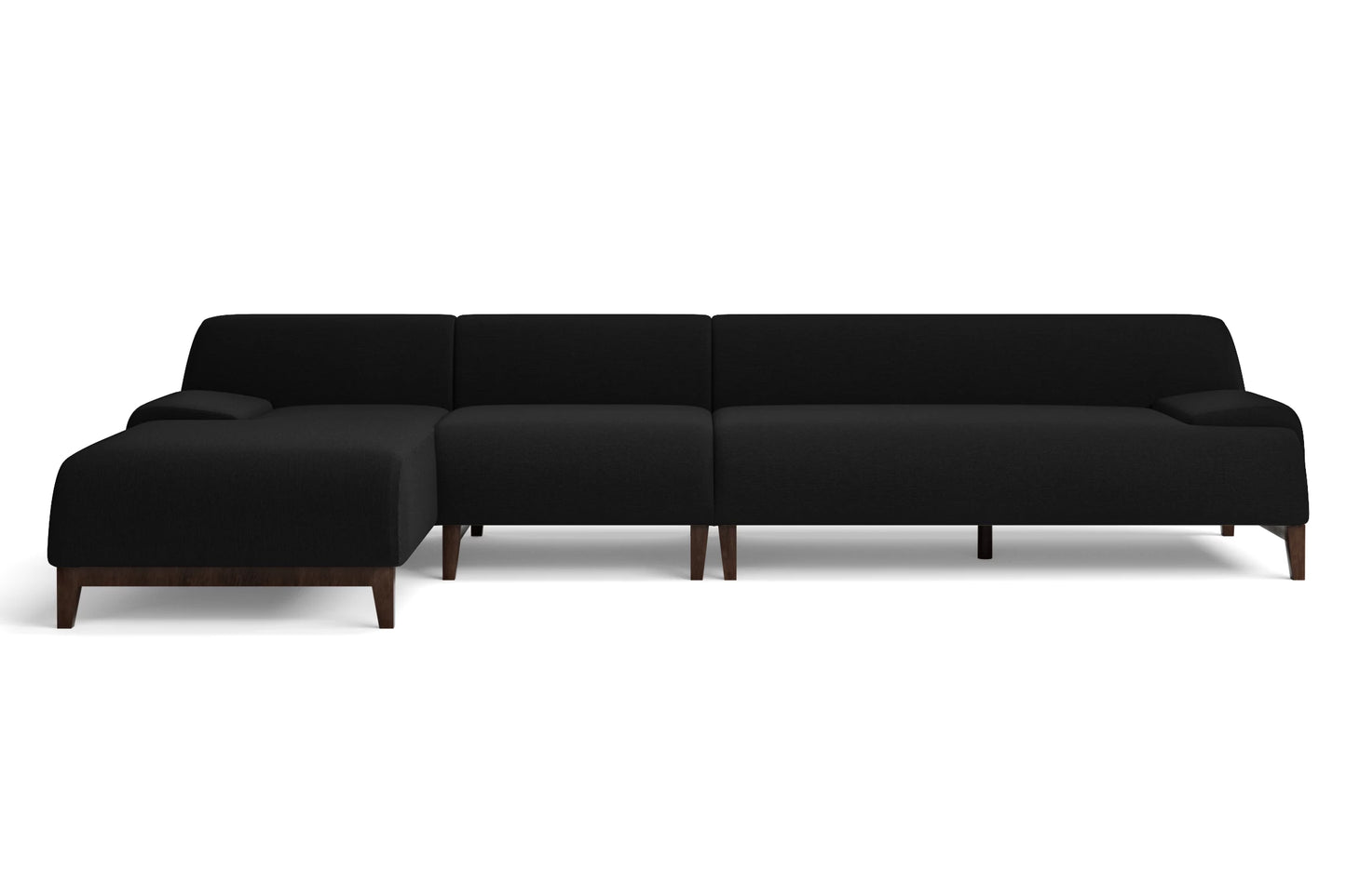 Pavia 4 Seater Left Hand Facing Chaise Lounge Corner Sofa Black Linen Fabric