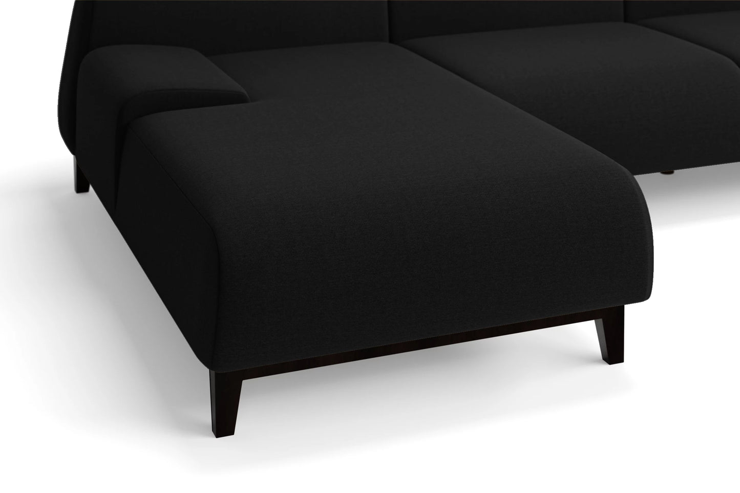 Pavia 4 Seater Left Hand Facing Chaise Lounge Corner Sofa Black Linen Fabric