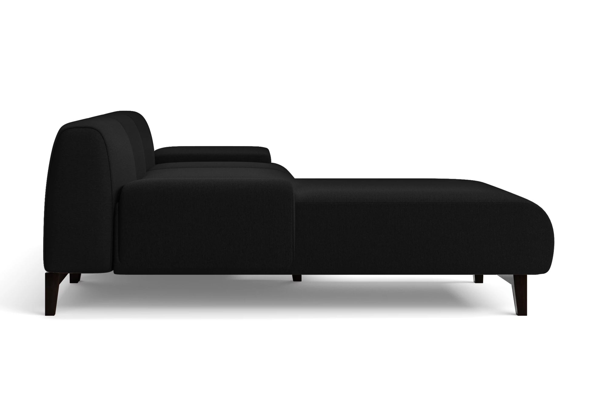 Pavia 4 Seater Left Hand Facing Chaise Lounge Corner Sofa Black Linen Fabric