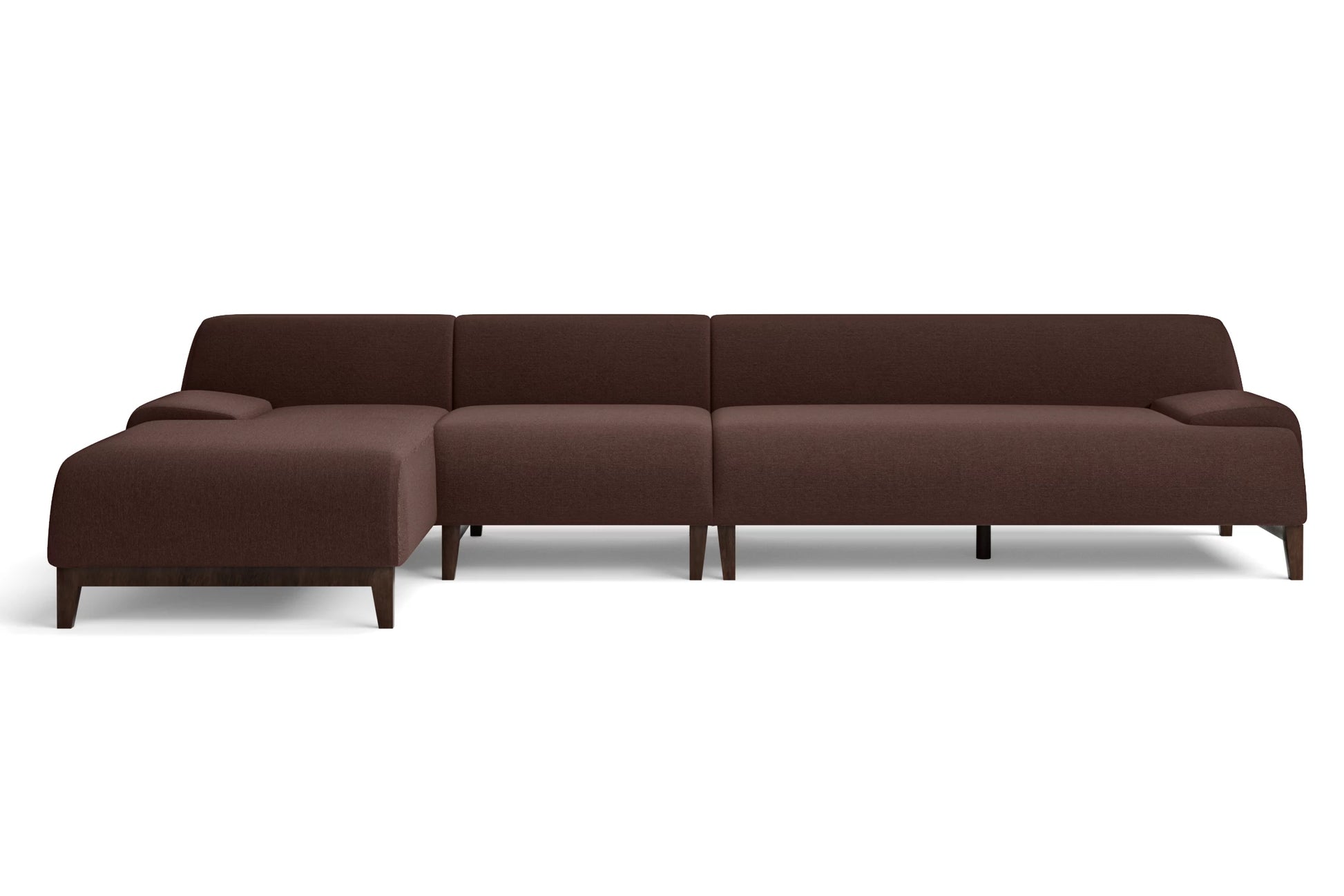 Pavia 4 Seater Left Hand Facing Chaise Lounge Corner Sofa Coffee Brown Linen Fabric