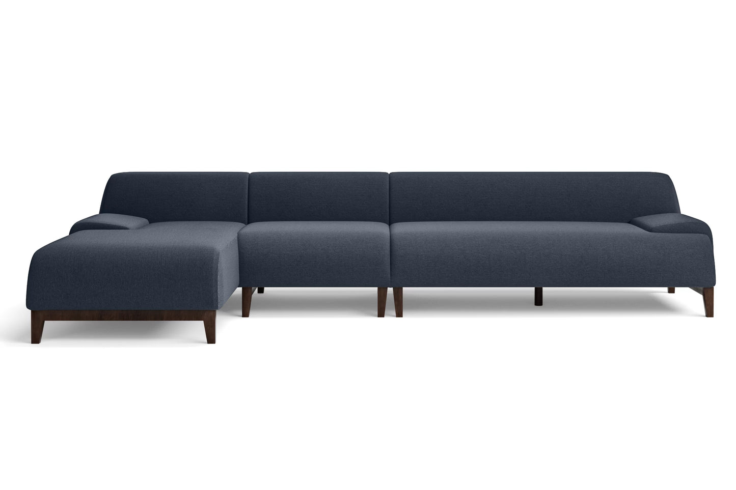 Pavia 4 Seater Left Hand Facing Chaise Lounge Corner Sofa Dark Blue Linen Fabric