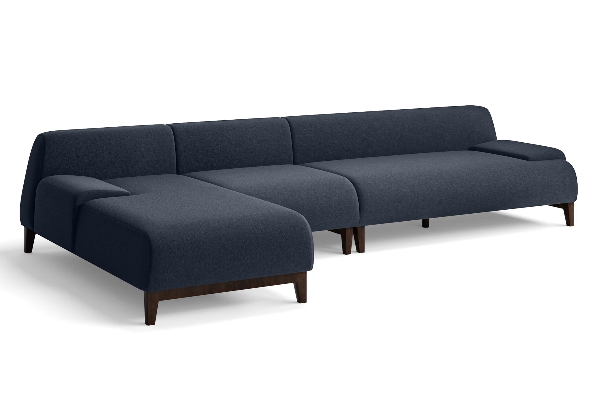 Pavia 4 Seater Left Hand Facing Chaise Lounge Corner Sofa Dark Blue Linen Fabric