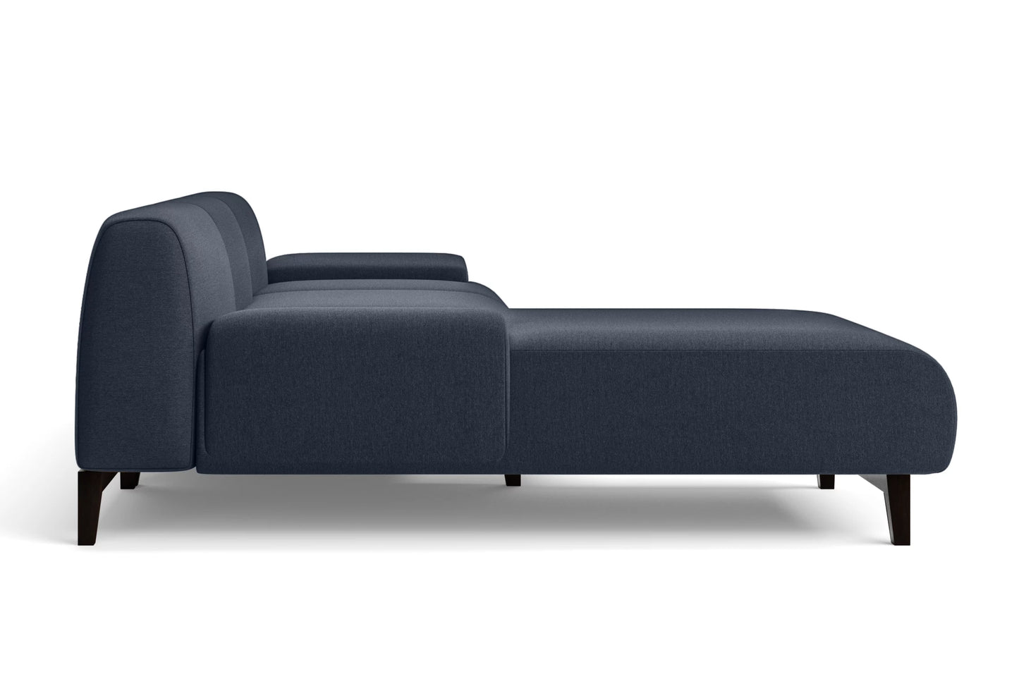 Pavia 4 Seater Left Hand Facing Chaise Lounge Corner Sofa Dark Blue Linen Fabric