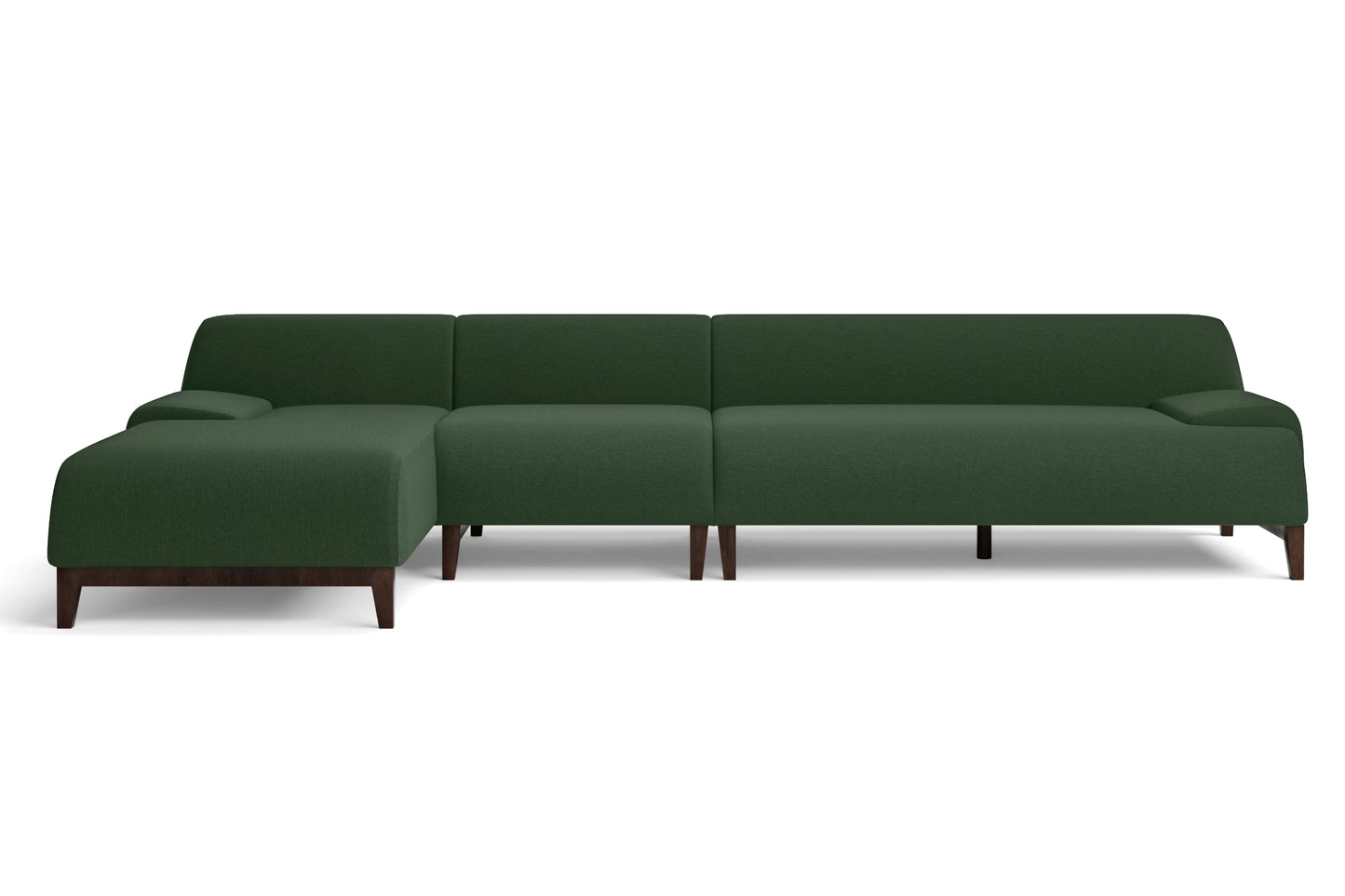 Pavia 4 Seater Left Hand Facing Chaise Lounge Corner Sofa Forest Green Linen Fabric