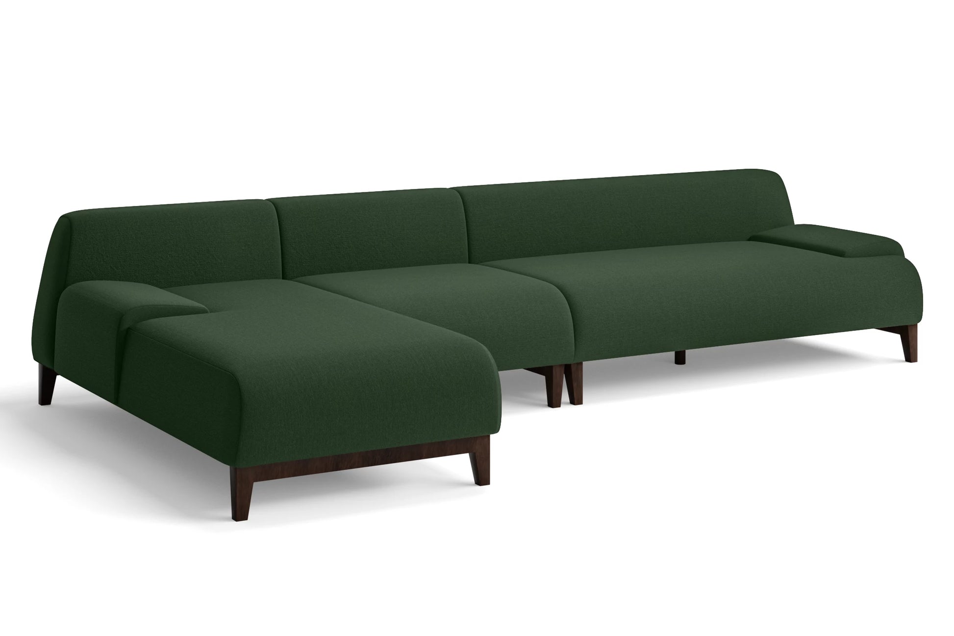 Pavia 4 Seater Left Hand Facing Chaise Lounge Corner Sofa Forest Green Linen Fabric