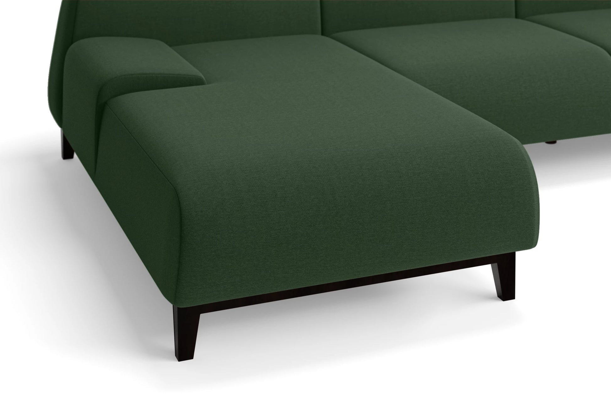 Pavia 4 Seater Left Hand Facing Chaise Lounge Corner Sofa Forest Green Linen Fabric