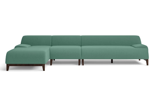 Pavia 4 Seater Left Hand Facing Chaise Lounge Corner Sofa Mint Green Linen Fabric