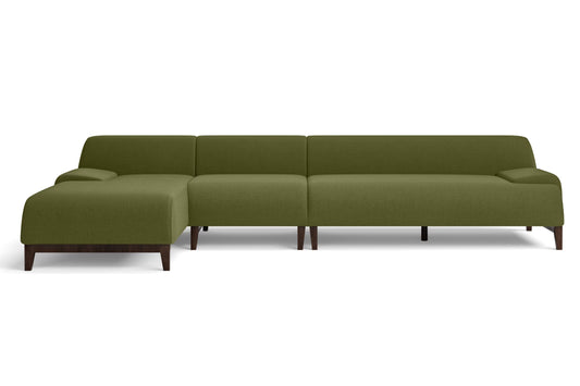 Pavia 4 Seater Left Hand Facing Chaise Lounge Corner Sofa Olive Linen Fabric