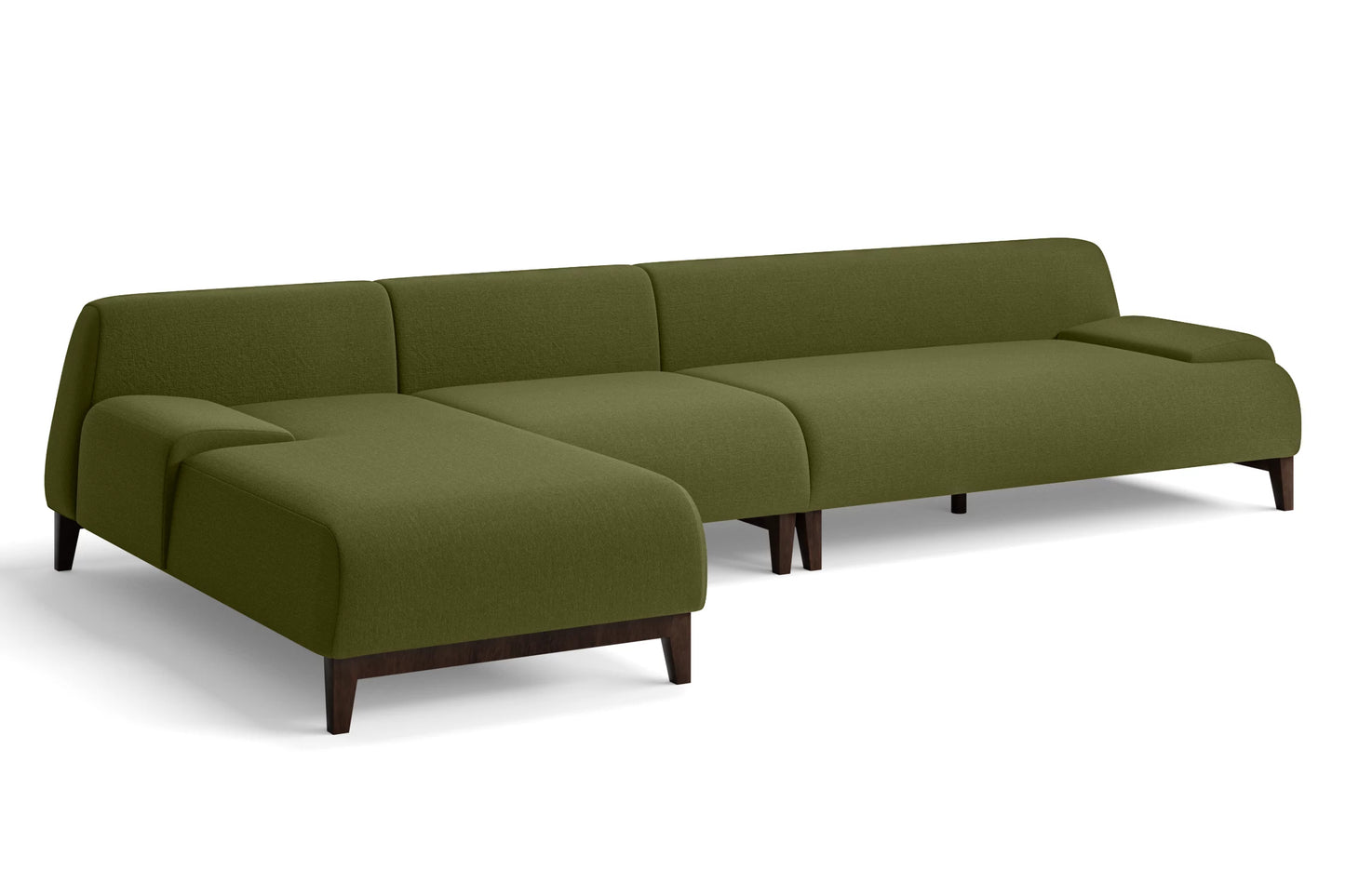 Pavia 4 Seater Left Hand Facing Chaise Lounge Corner Sofa Olive Linen Fabric