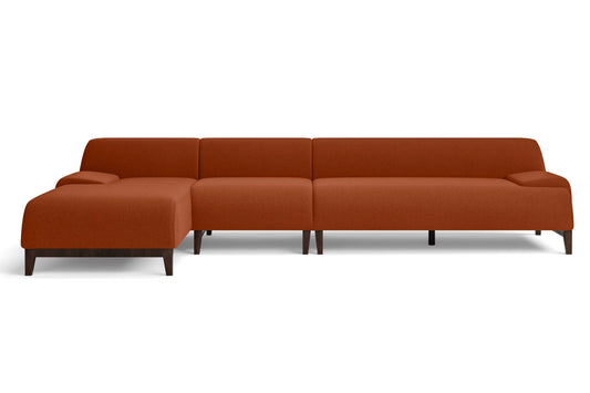 Pavia 4 Seater Left Hand Facing Chaise Lounge Corner Sofa Orange Linen Fabric