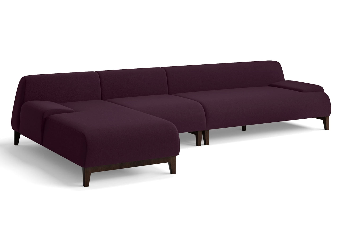 Pavia 4 Seater Left Hand Facing Chaise Lounge Corner Sofa Purple Linen Fabric