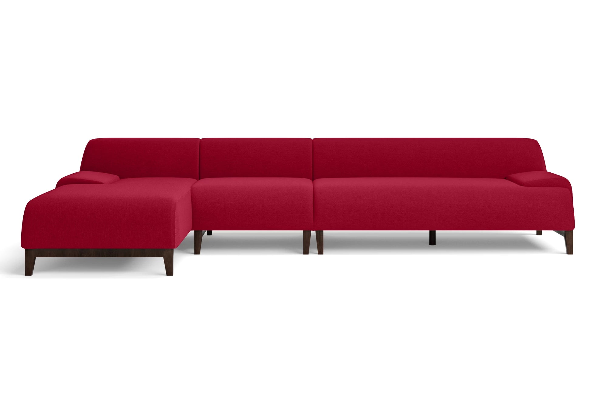 Pavia 4 Seater Left Hand Facing Chaise Lounge Corner Sofa Red Linen Fabric