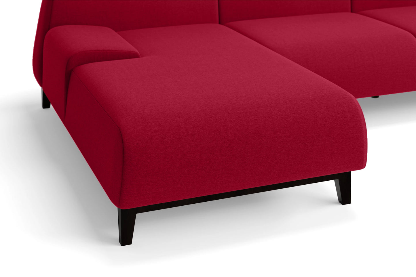 Pavia 4 Seater Left Hand Facing Chaise Lounge Corner Sofa Red Linen Fabric