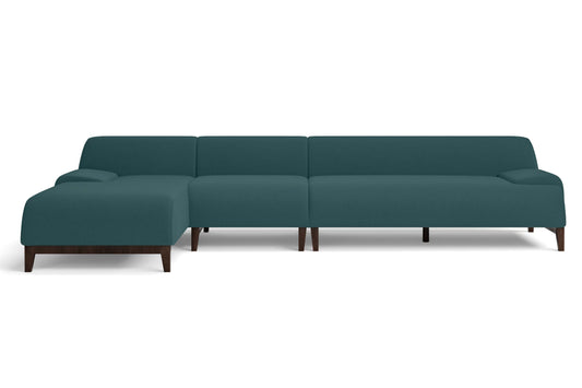 Pavia 4 Seater Left Hand Facing Chaise Lounge Corner Sofa Teal Linen Fabric