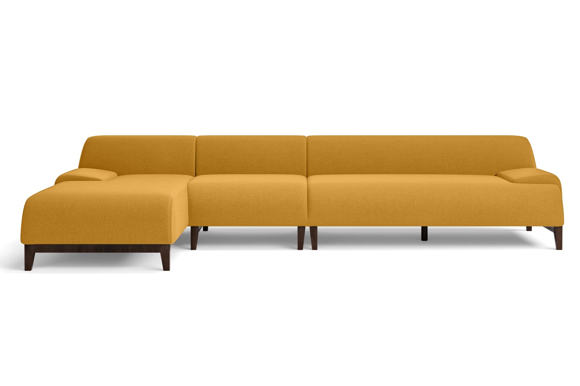 Pavia 4 Seater Left Hand Facing Chaise Lounge Corner Sofa Yellow Linen Fabric