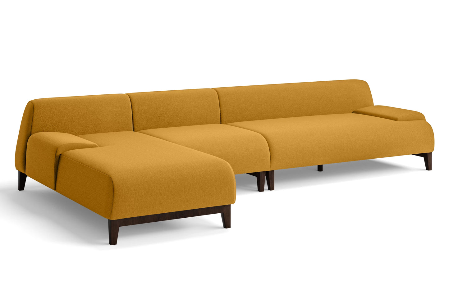 Pavia 4 Seater Left Hand Facing Chaise Lounge Corner Sofa Yellow Linen Fabric