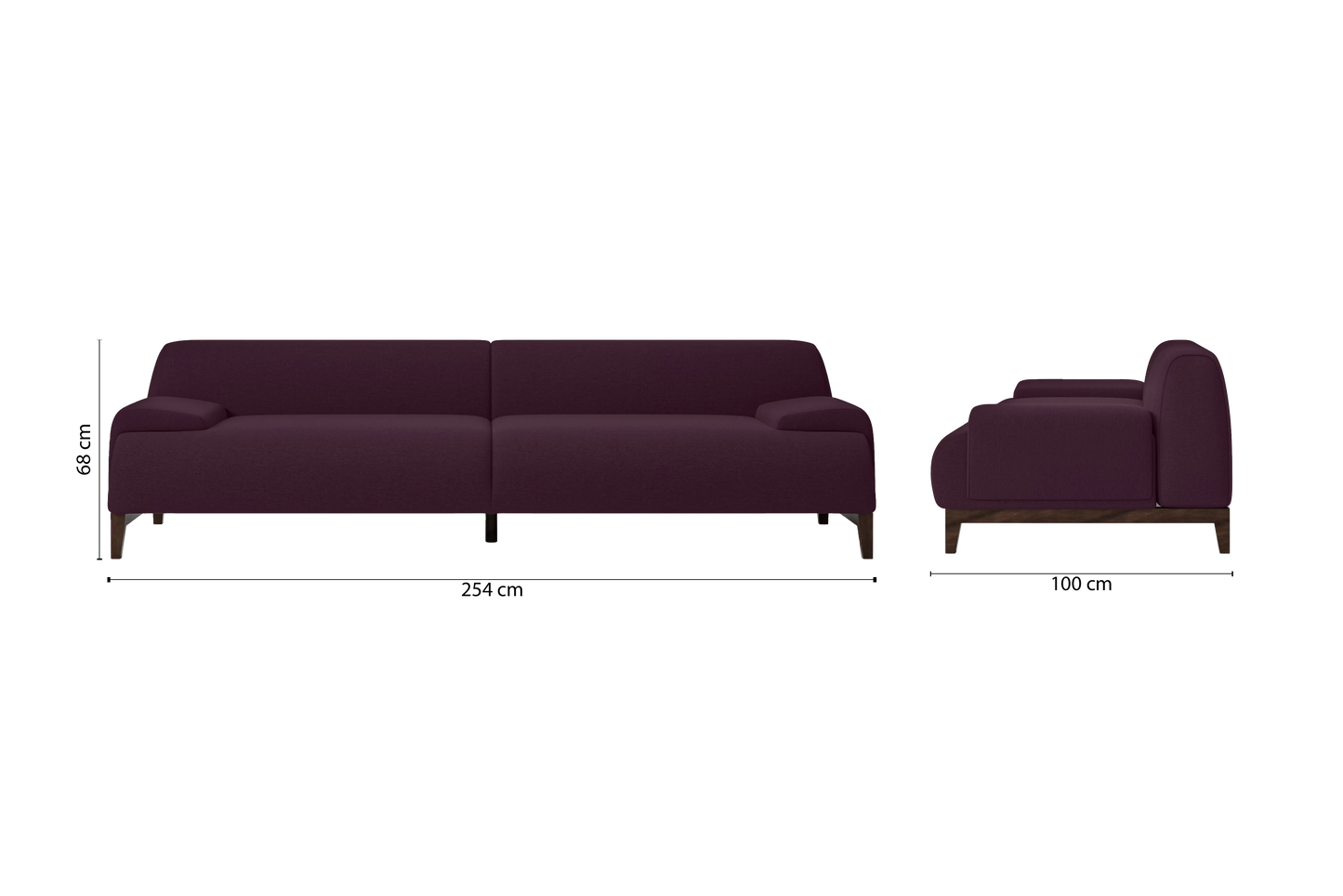 Pavia 4 Seater Sofa Purple Linen Fabric