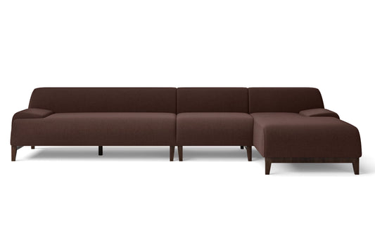 Pavia 4 Seater Right Hand Facing Chaise Lounge Corner Sofa Coffee Brown Linen Fabric