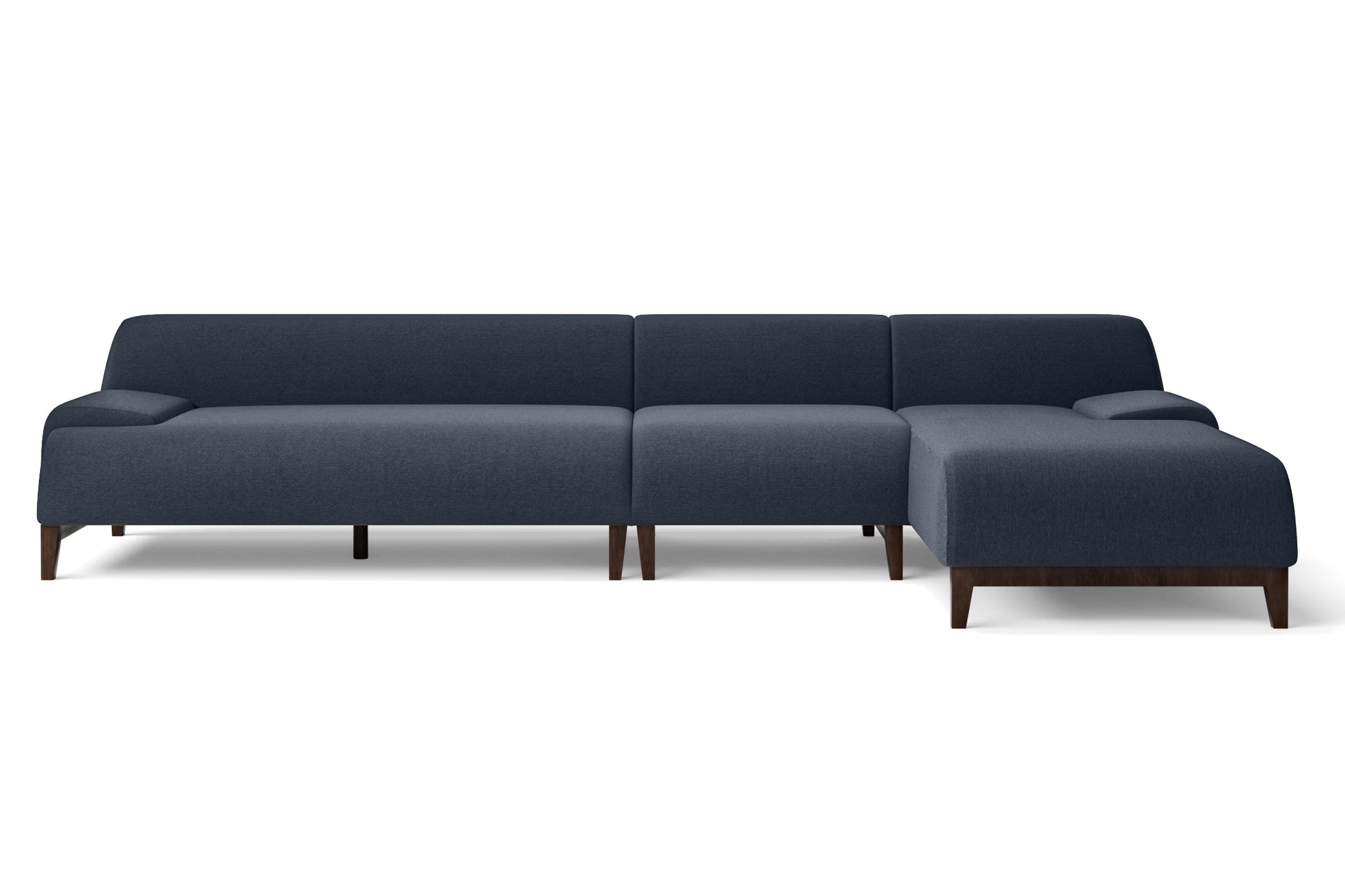 Pavia 4 Seater Right Hand Facing Chaise Lounge Corner Sofa Dark Blue Linen Fabric