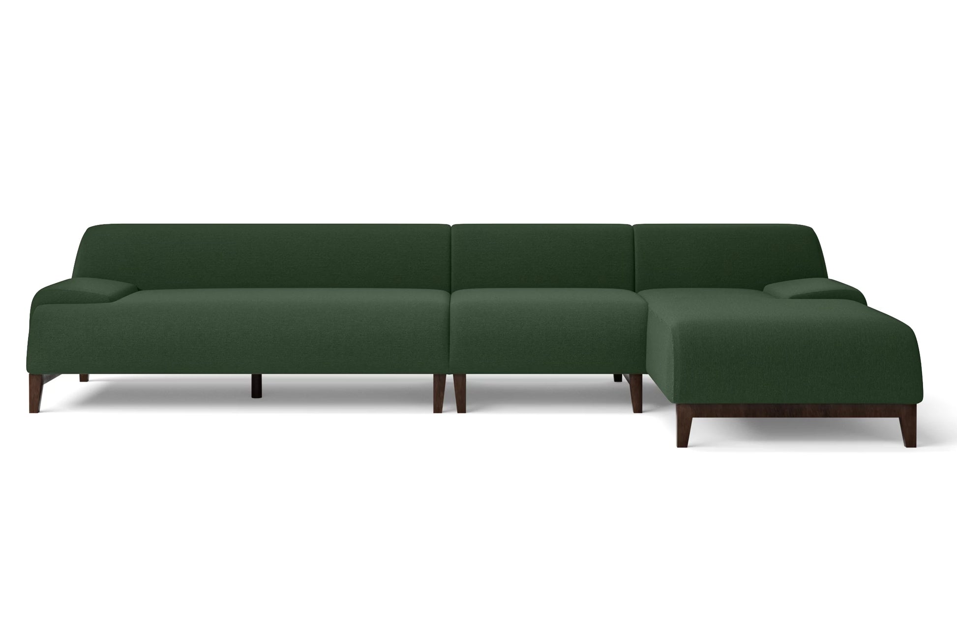 Pavia 4 Seater Right Hand Facing Chaise Lounge Corner Sofa Forest Green Linen Fabric