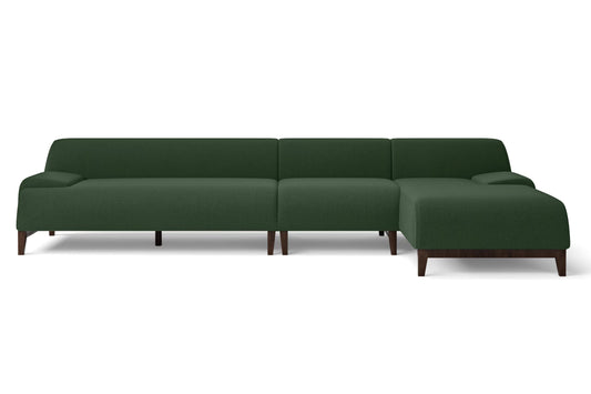 Pavia 4 Seater Right Hand Facing Chaise Lounge Corner Sofa Forest Green Linen Fabric