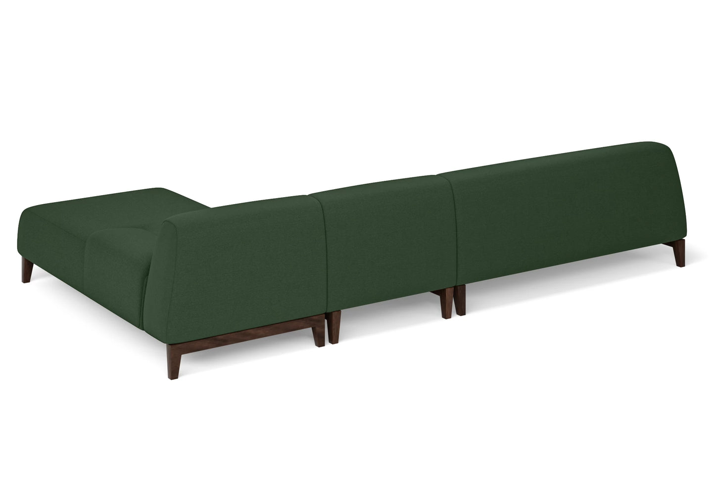 Pavia 4 Seater Right Hand Facing Chaise Lounge Corner Sofa Forest Green Linen Fabric