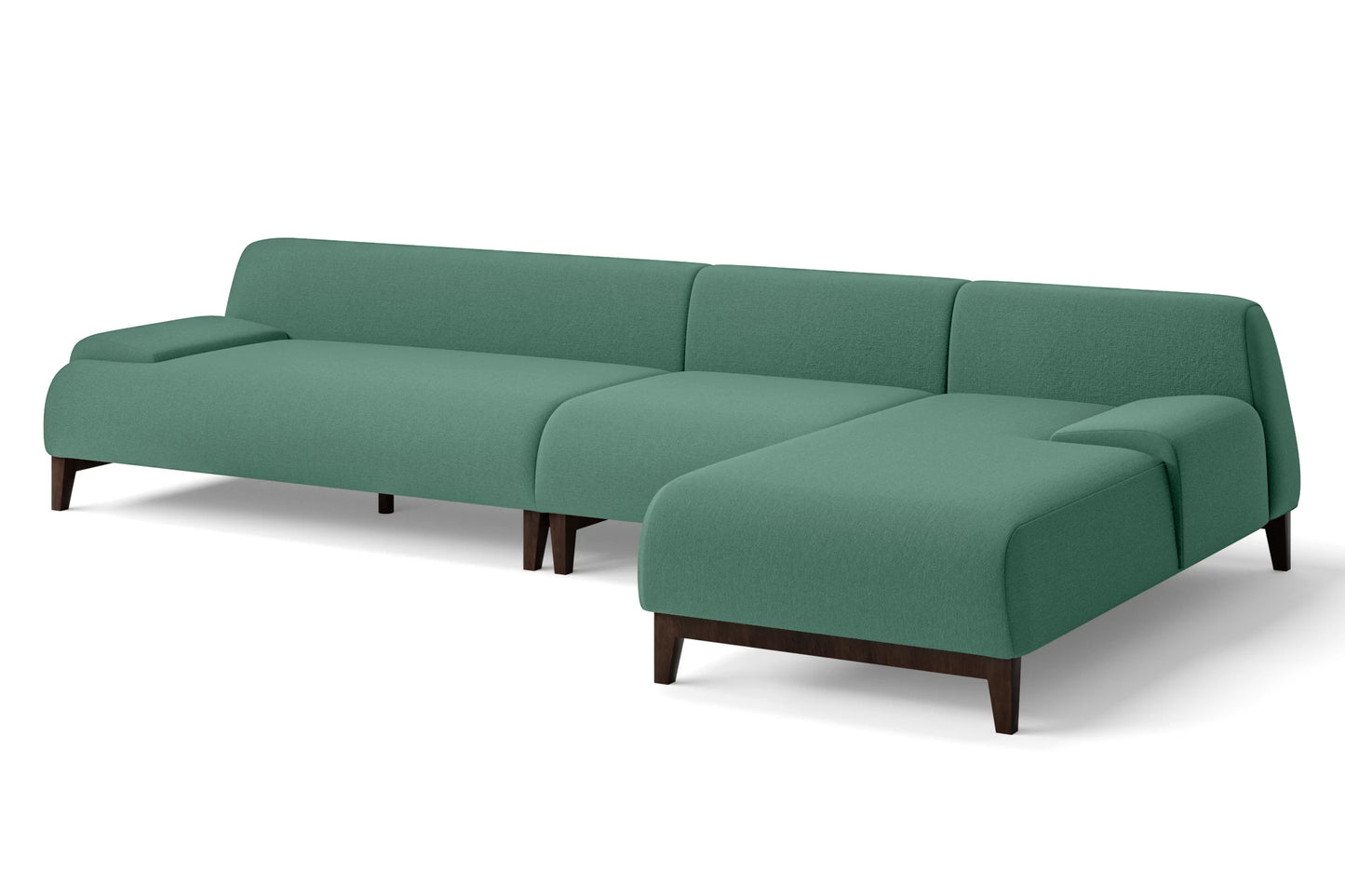 Pavia 4 Seater Right Hand Facing Chaise Lounge Corner Sofa Mint Green Linen Fabric