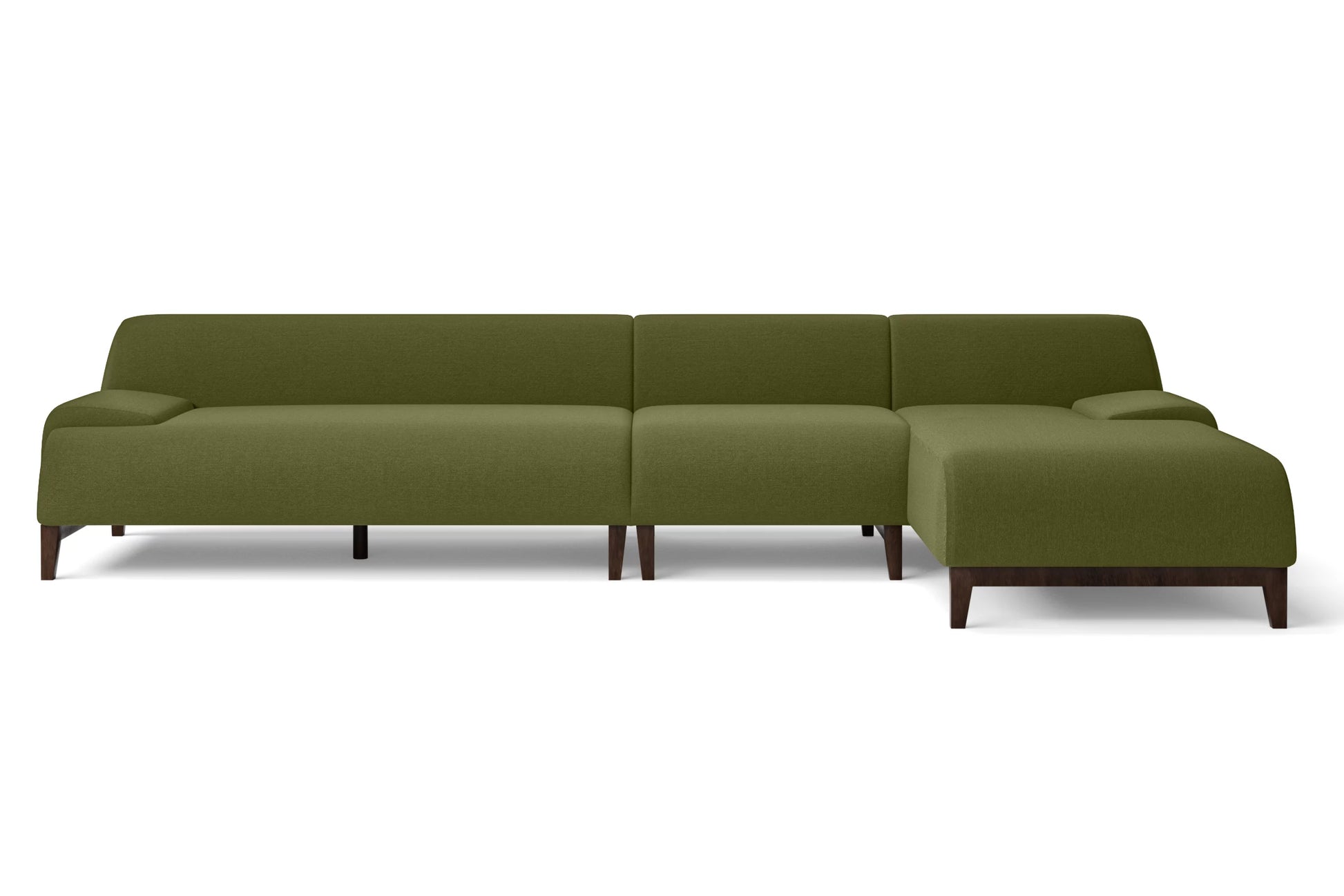 Pavia 4 Seater Right Hand Facing Chaise Lounge Corner Sofa Olive Linen Fabric