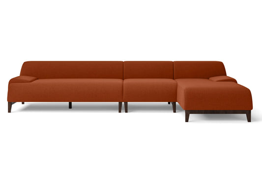 Pavia 4 Seater Right Hand Facing Chaise Lounge Corner Sofa Orange Linen Fabric