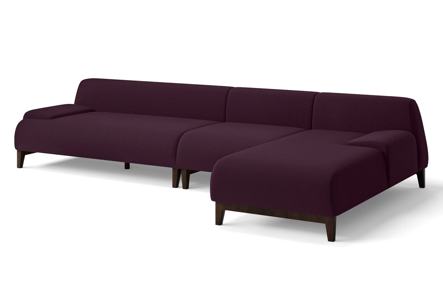 Pavia 4 Seater Right Hand Facing Chaise Lounge Corner Sofa Purple Linen Fabric