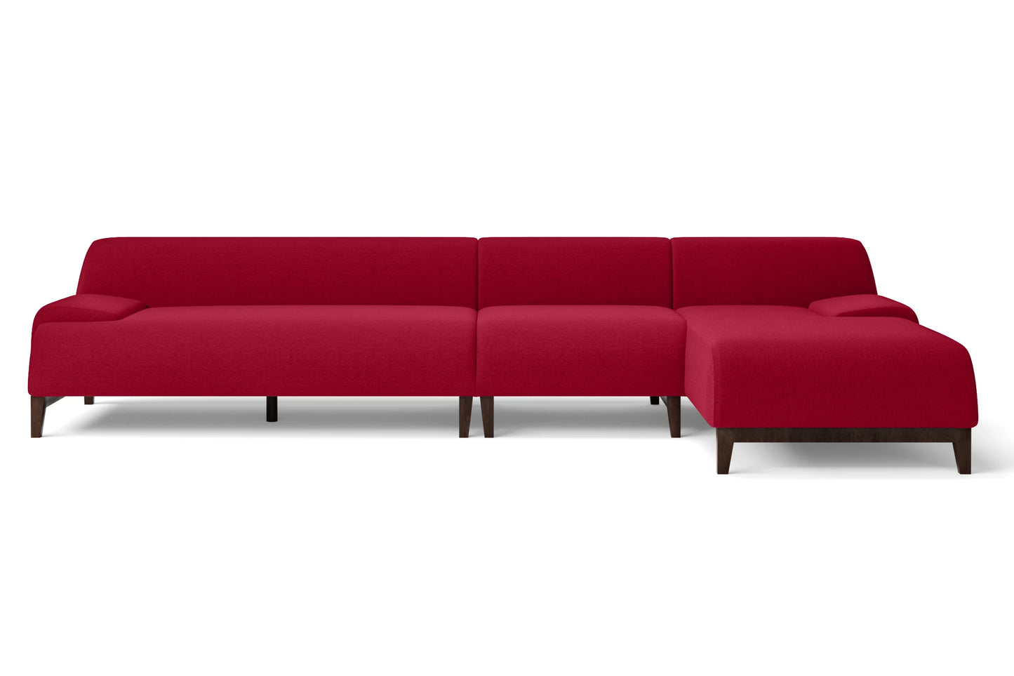 Pavia 4 Seater Right Hand Facing Chaise Lounge Corner Sofa Red Linen Fabric