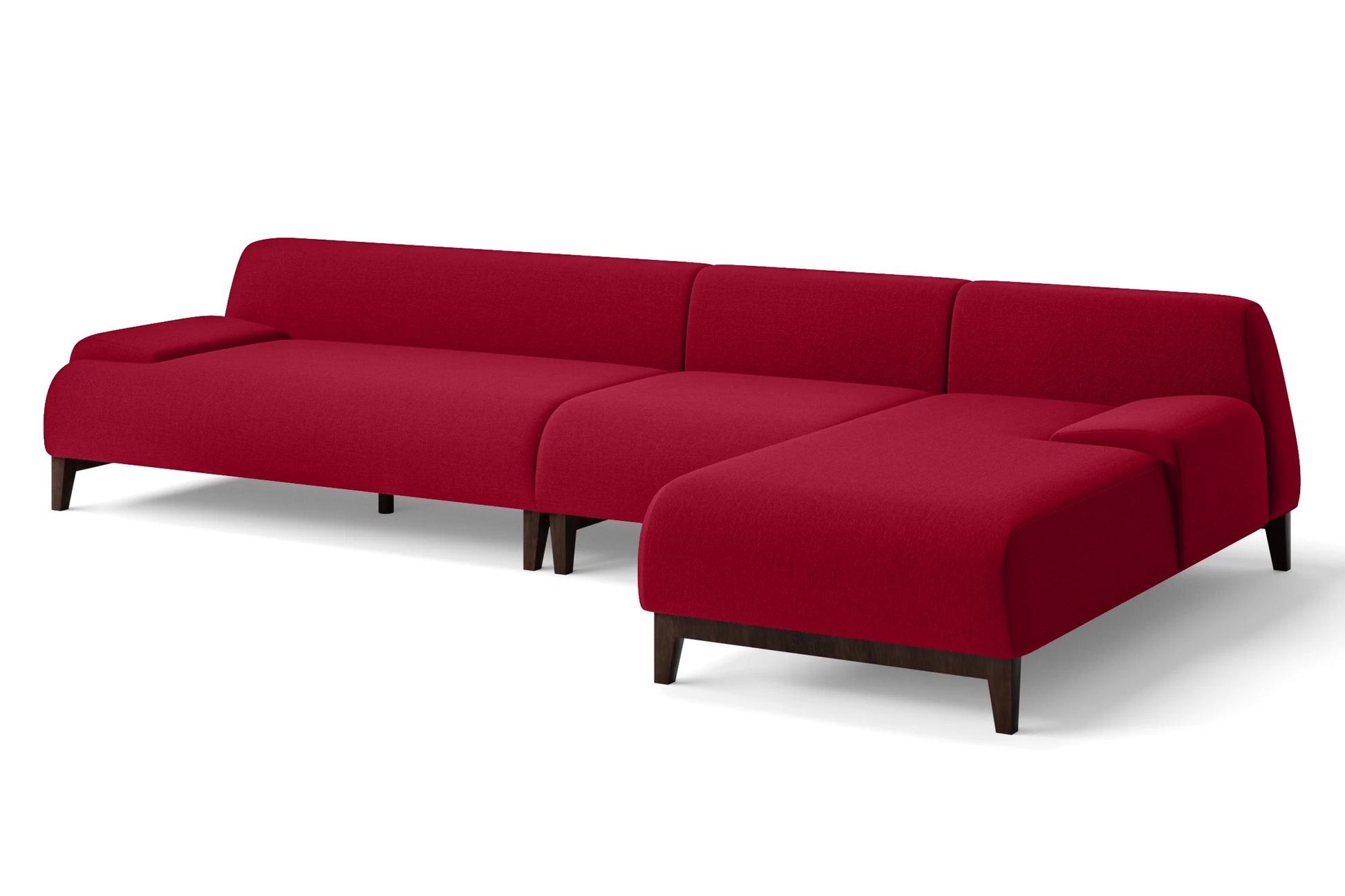 Pavia 4 Seater Right Hand Facing Chaise Lounge Corner Sofa Red Linen Fabric