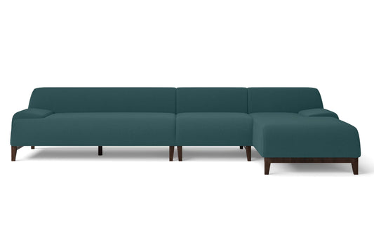 Pavia 4 Seater Right Hand Facing Chaise Lounge Corner Sofa Teal Linen Fabric