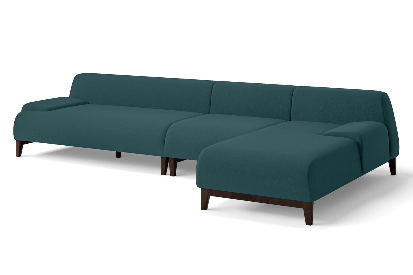 Pavia 4 Seater Right Hand Facing Chaise Lounge Corner Sofa Teal Linen Fabric