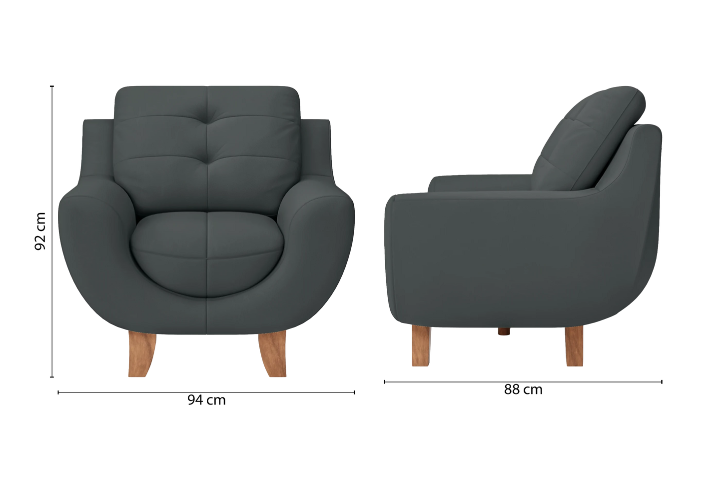 Perugia Armchair Slate Leather