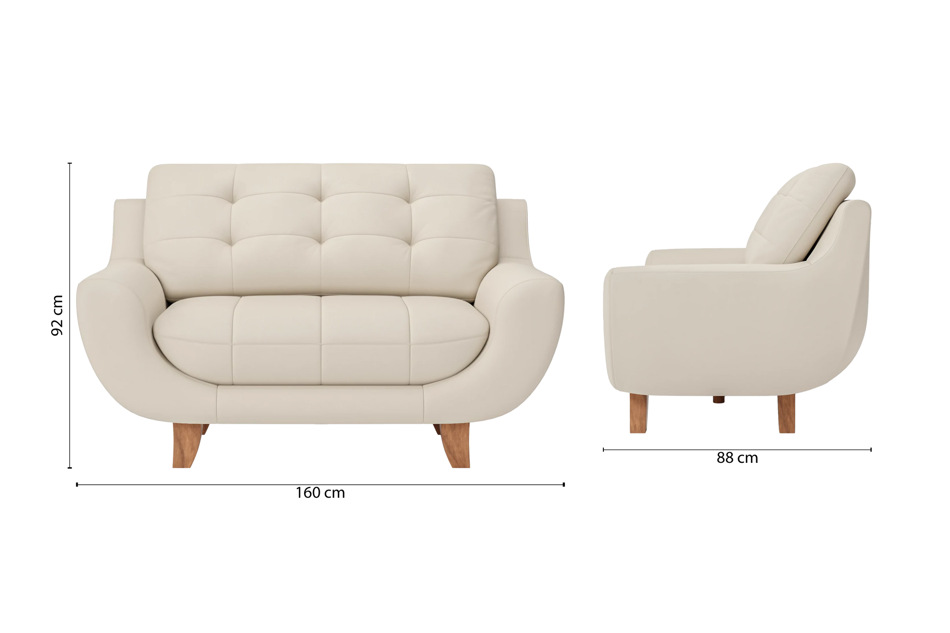 Perugia 2 Seater Sofa Cream Leather