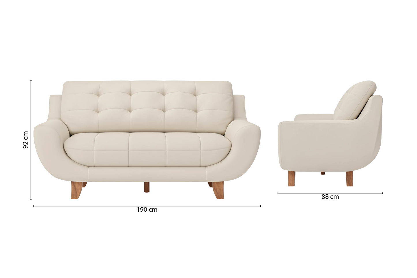 Perugia 3 Seater Sofa Cream Leather