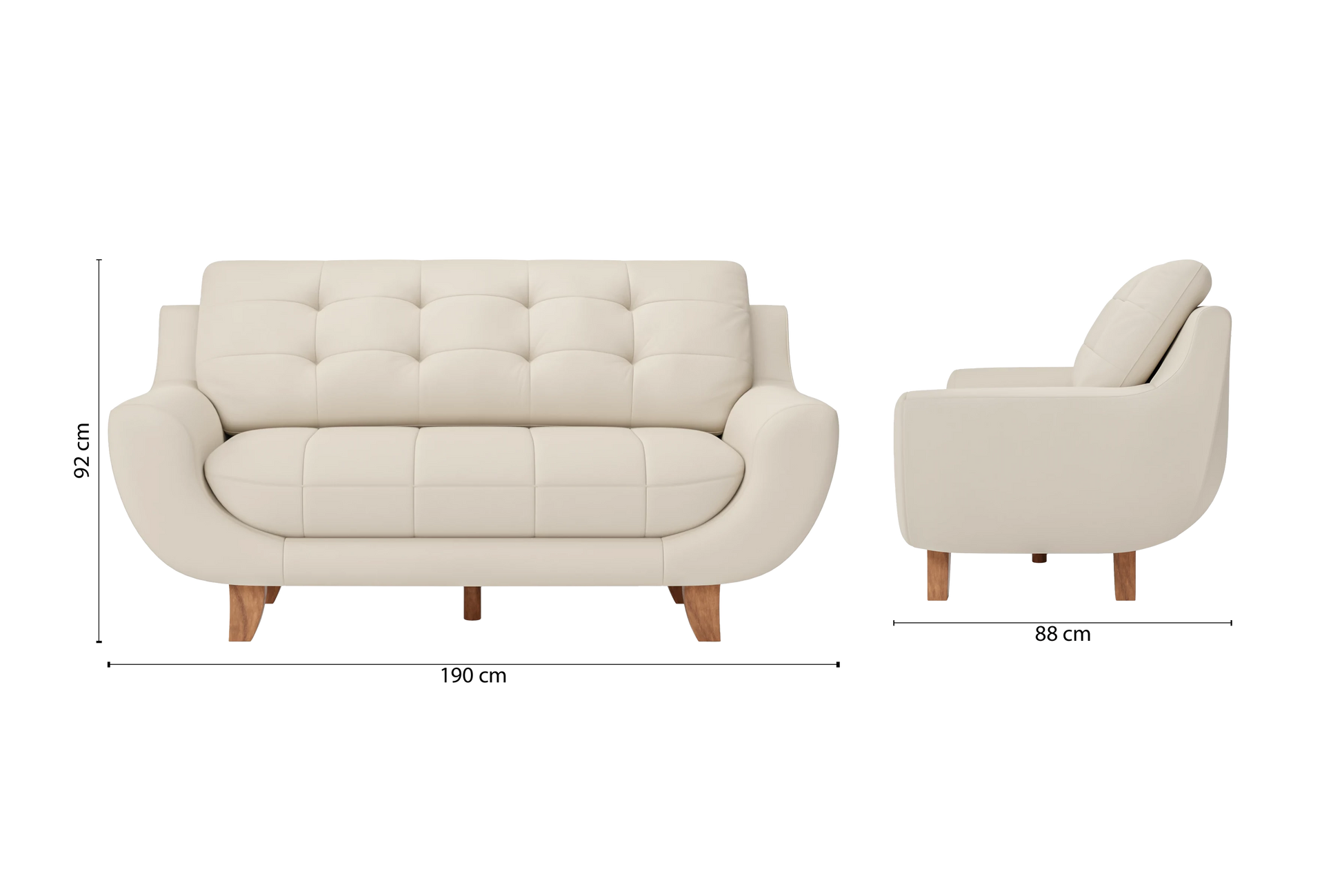 Perugia 3 Seater Sofa Cream Leather