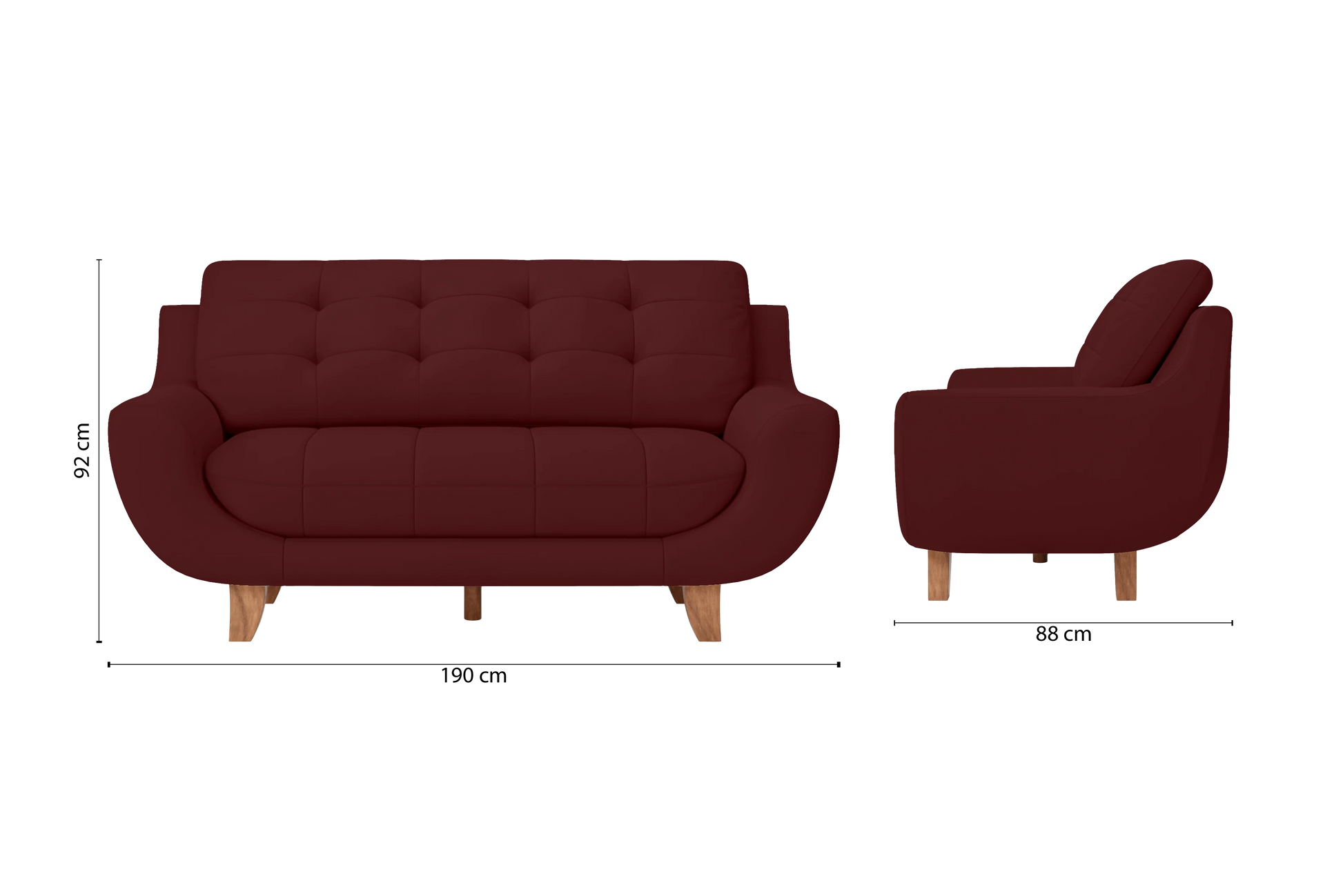 Perugia 3 Seater Sofa Red Leather