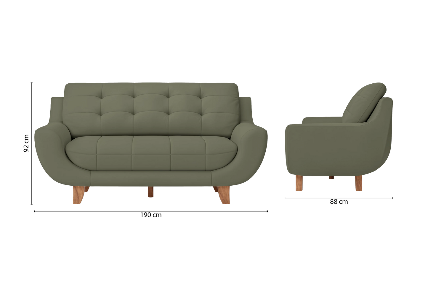 Perugia 3 Seater Sofa Sage Leather