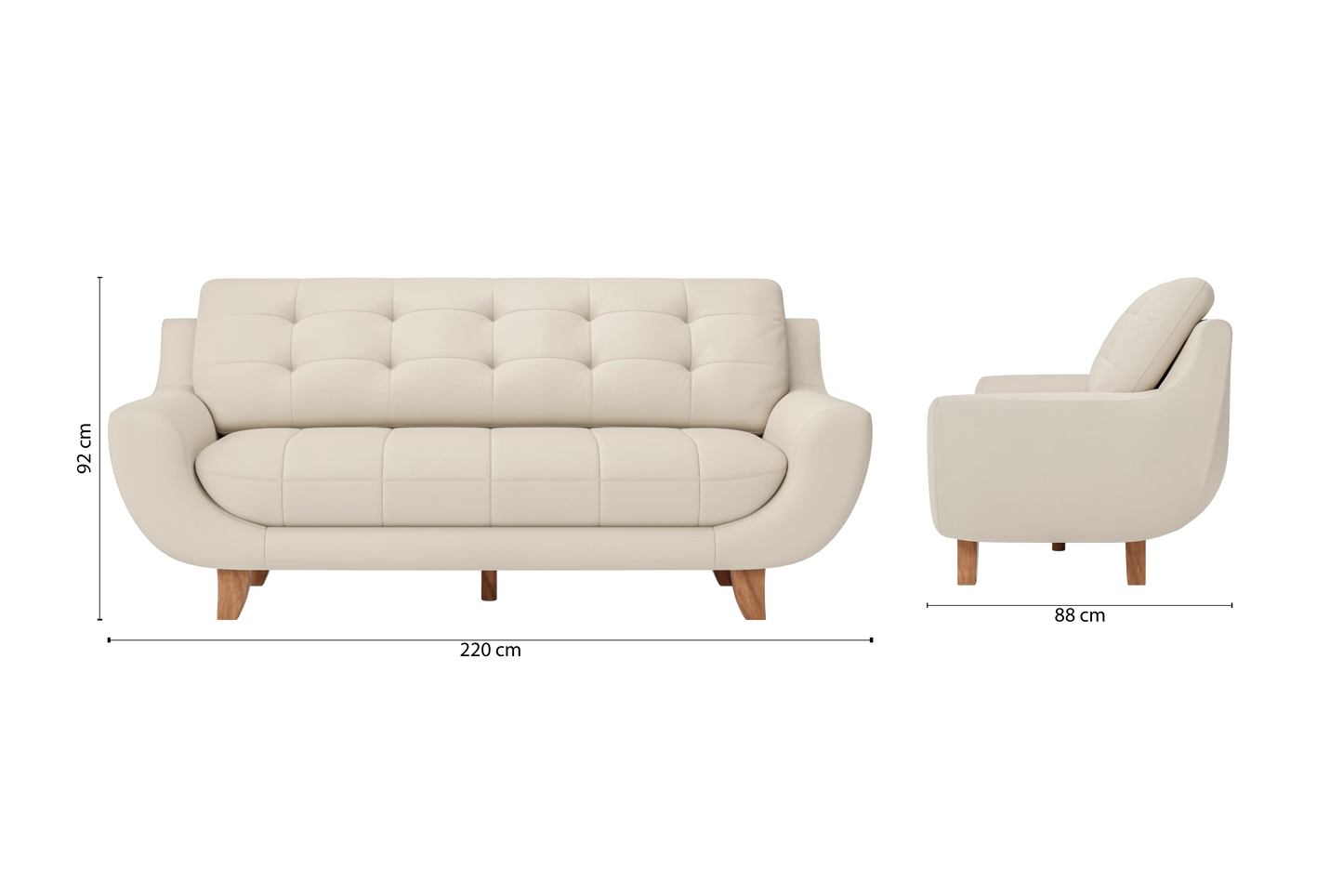 Perugia 4 Seater Sofa Cream Leather