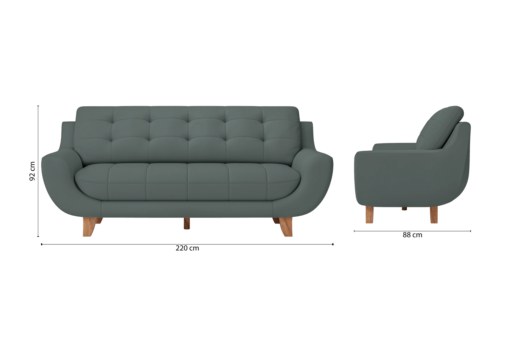 Perugia 4 Seater Sofa Dusky Turquoise Leather