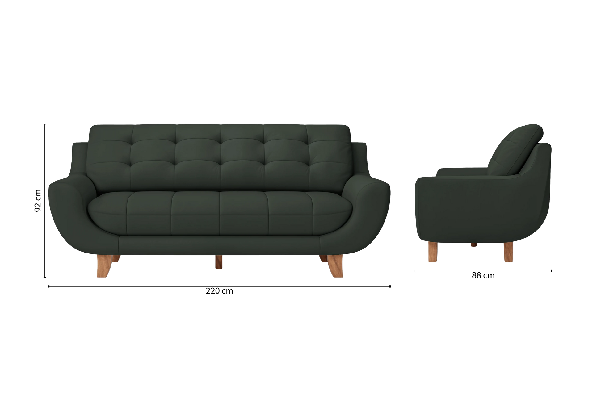 Perugia 4 Seater Sofa Green Leather