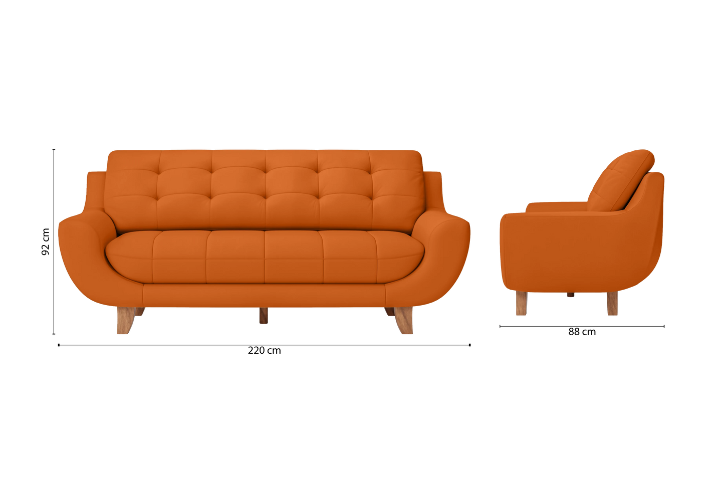 Perugia 4 Seater Sofa Orange Leather