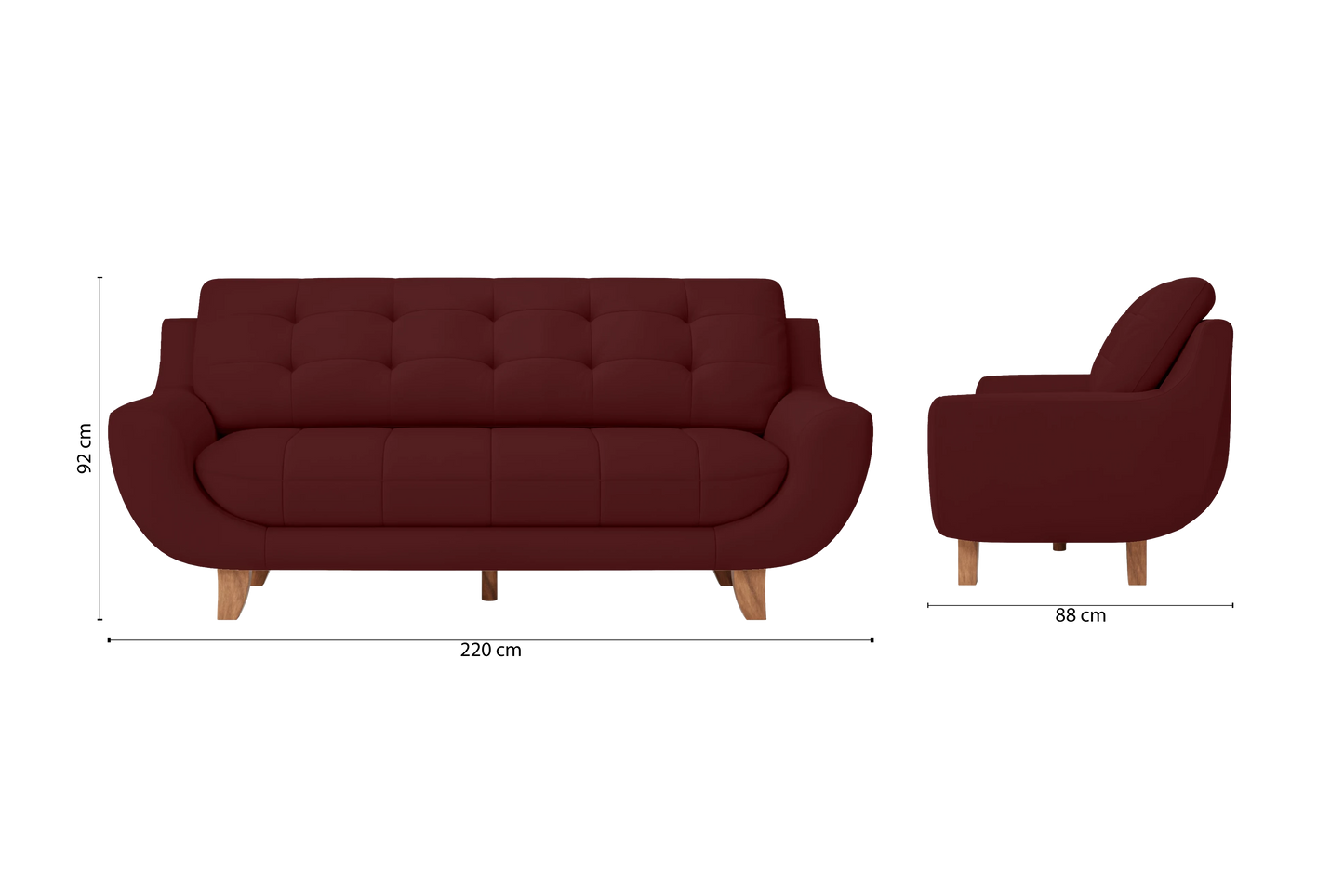 Perugia 4 Seater Sofa Red Leather