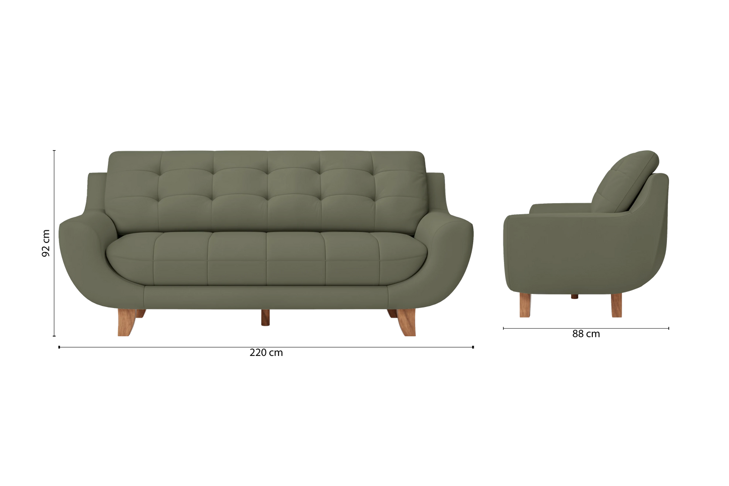 Perugia 4 Seater Sofa Sage Leather