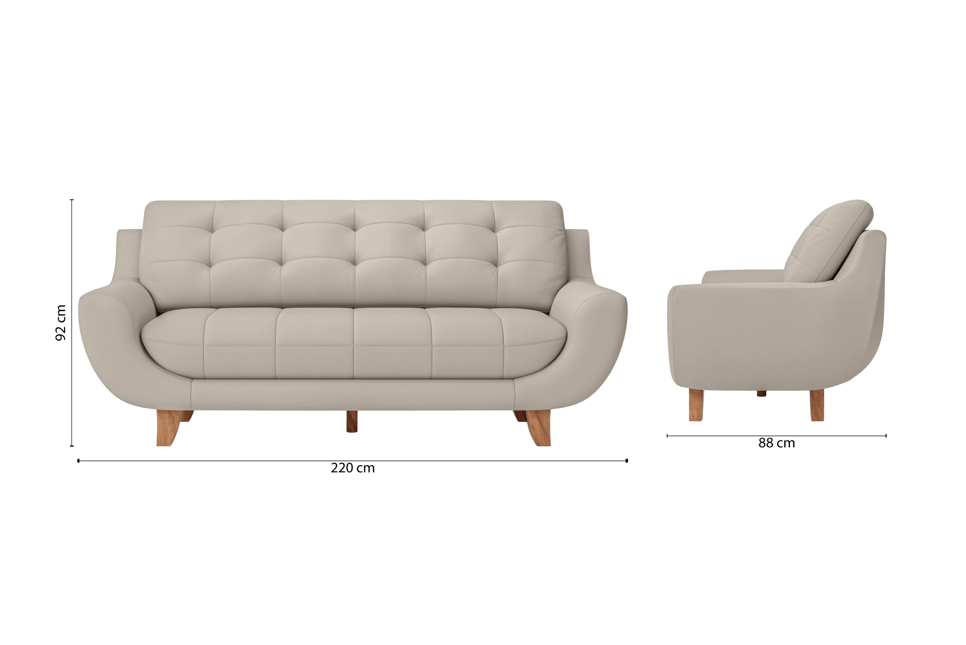 Perugia 4 Seater Sofa Sand Leather